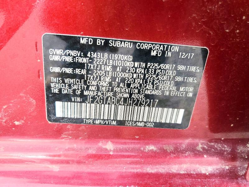 Aukcja sprzedaży 2018 Subaru Crosstrek, vin: JF2GTABC4JH279217, numer aukcji: 76844725