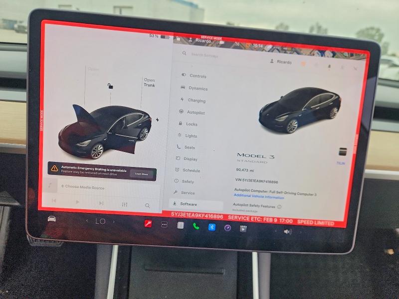 76484465 :رقم المزاد ، 5YJ3E1EA9KF416896 vin ، 2019 Tesla Model 3 مزاد بيع