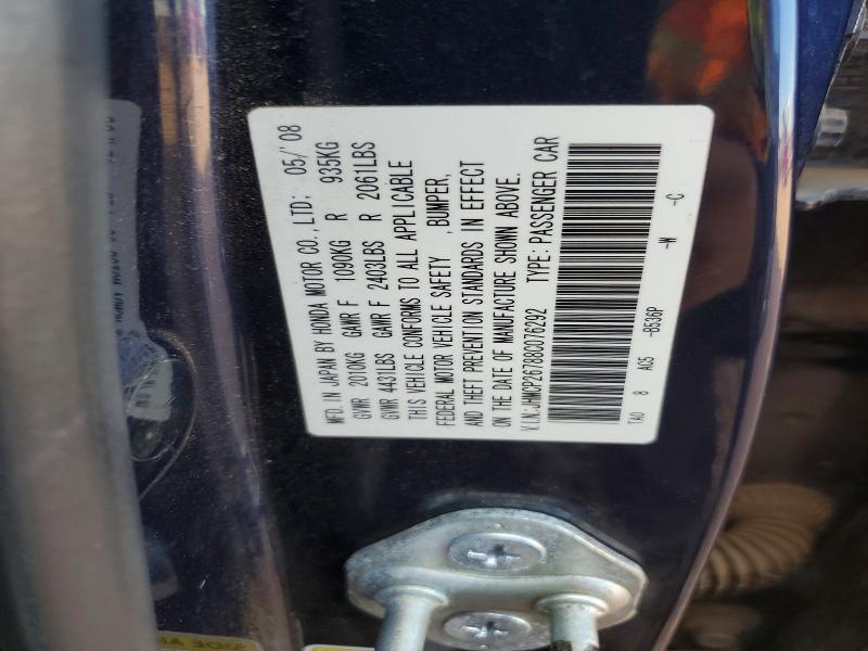 77194965 :رقم المزاد ، JHMCP26788C076292 vin ، 2008 Honda Accord مزاد بيع