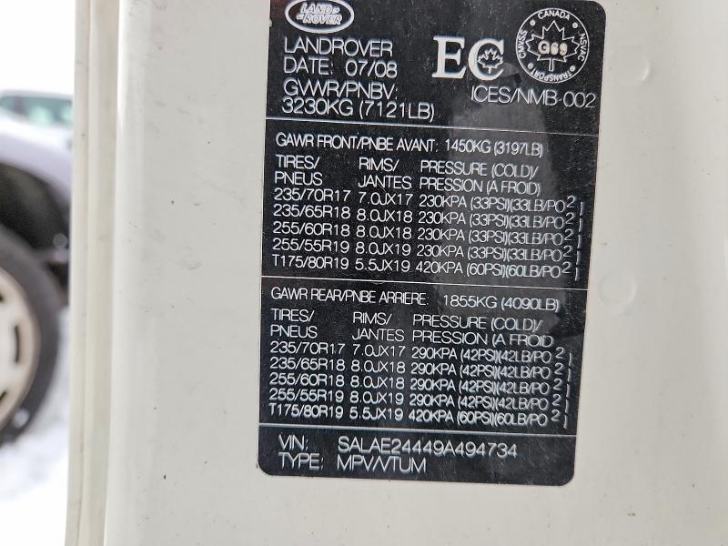 Продаж на аукціоні авто 2009 Land Rover Lr3, vin: SALAE24449A494734, номер лоту: 75849235