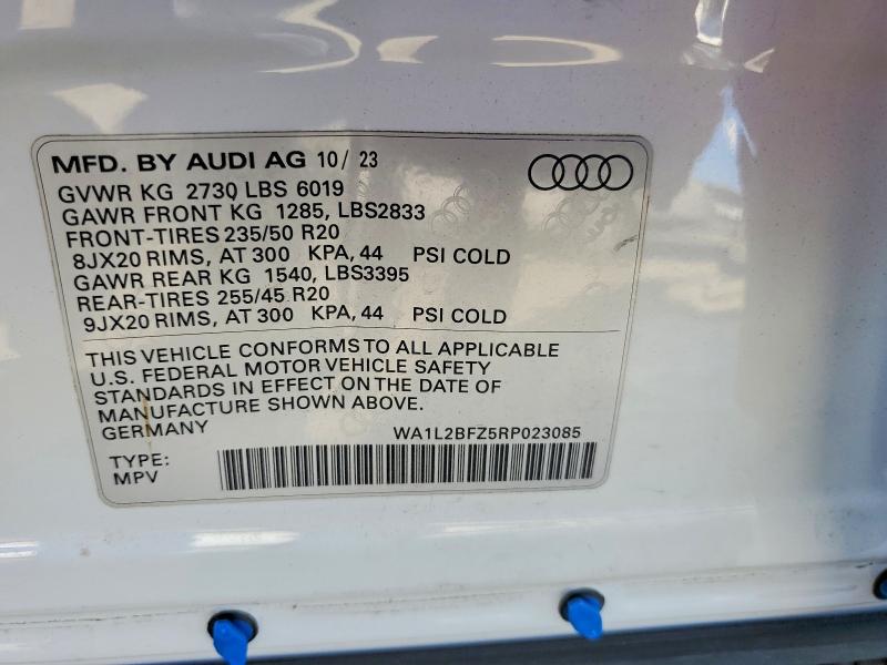 Aukcja sprzedaży 2024 Audi Q4 E-tron, vin: WA1L2BFZ5RP023085, numer aukcji: 75801915