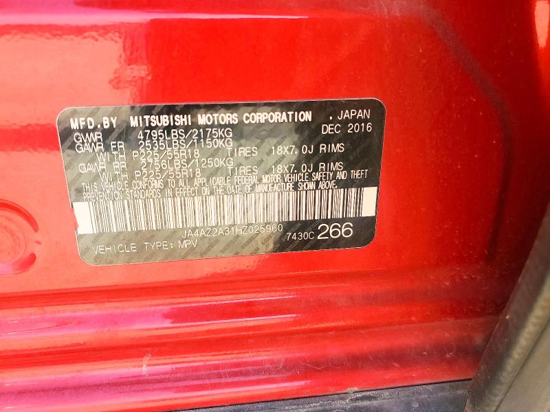 Продажа на аукционе авто 2017 Mitsubishi Outlander, vin: JA4AZ2A31HZ025960, номер лота: 76965435