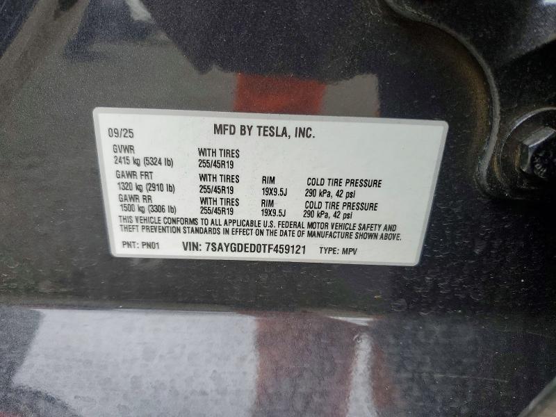 2026 Tesla Model Y მანქანა იყიდება აუქციონზე, vin: 7SAYGDED0TF459121, აუქციონის ნომერი: 76468675