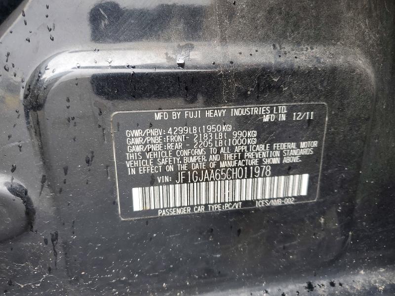 Aukcja sprzedaży 2012 Subaru Impreza, vin: JF1GJAA65CH011978, numer aukcji: 78124925