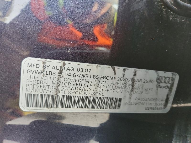 2007 Audi A6 მანქანა იყიდება აუქციონზე, vin: WAUAH74F17N136944, აუქციონის ნომერი: 77150635