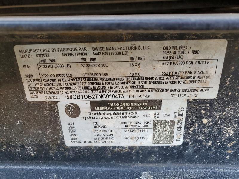 Продажа на аукционе авто 2022 Bwise Unknown, vin: 58CB1DB27NC010473, номер лота: 76598505