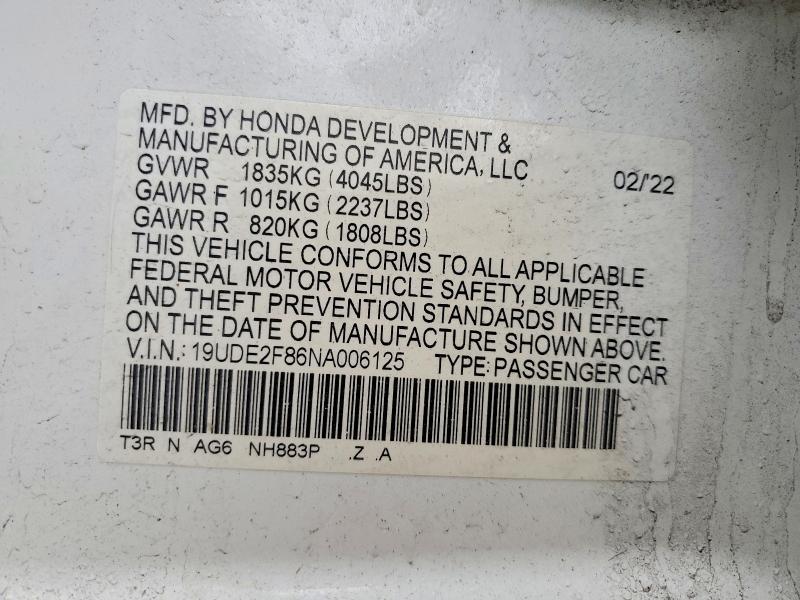 Aukcja sprzedaży 2022 Acura Ilx, vin: 19UDE2F86NA006125, numer aukcji: 78122105