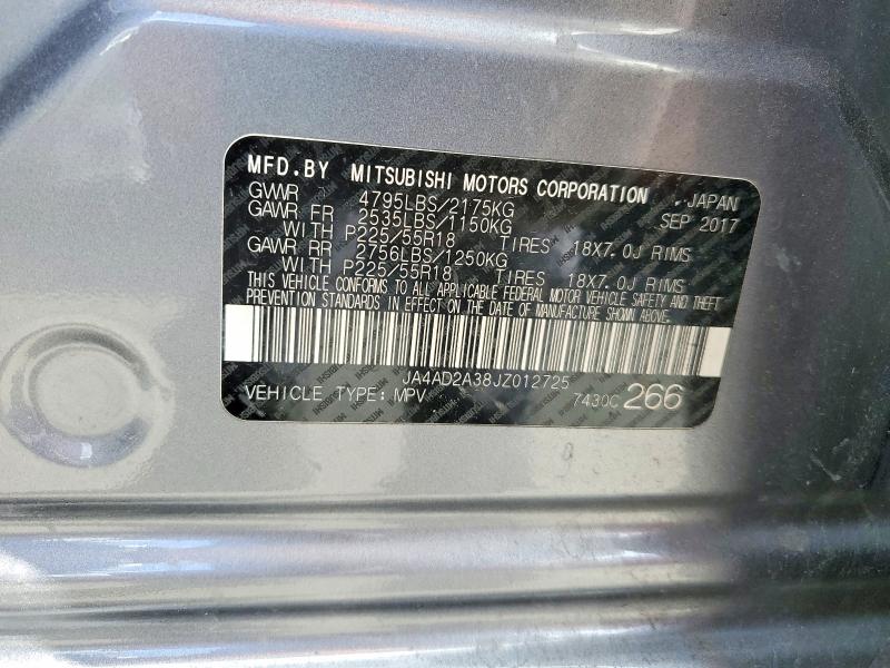 79152585 :رقم المزاد ، JA4AD2A38JZ012725 vin ، 2018 Mitsubishi Outlander مزاد بيع