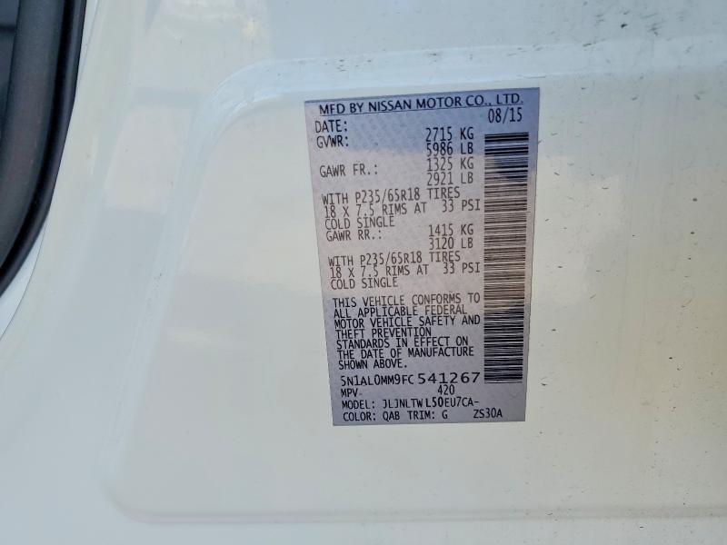 Aukcja sprzedaży 2015 Infiniti Qx60, vin: 5N1AL0MM9FC541267, numer aukcji: 77413075