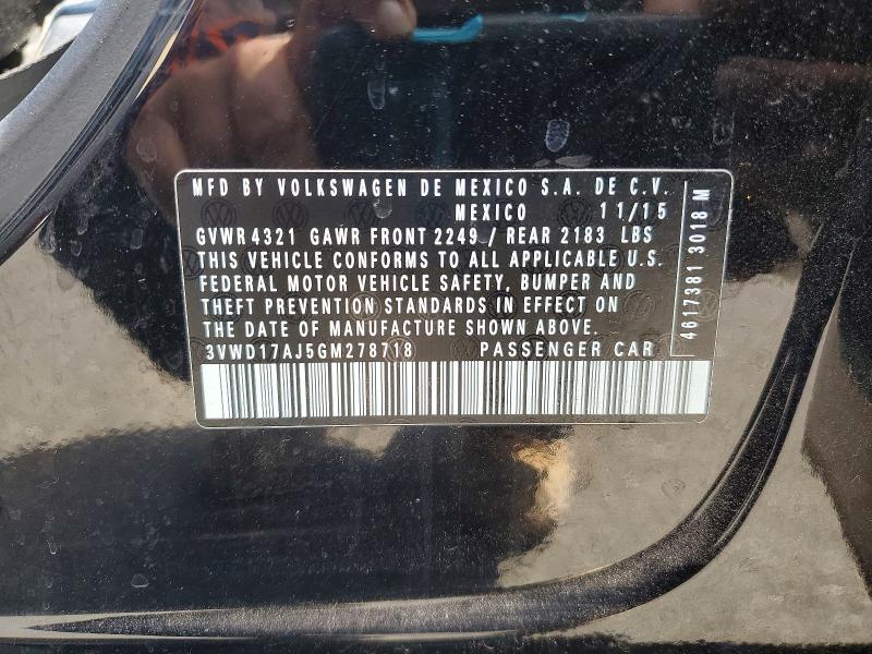 77838165 :رقم المزاد ، 3VWD17AJ5GM278718 vin ، 2016 Volkswagen Jetta مزاد بيع