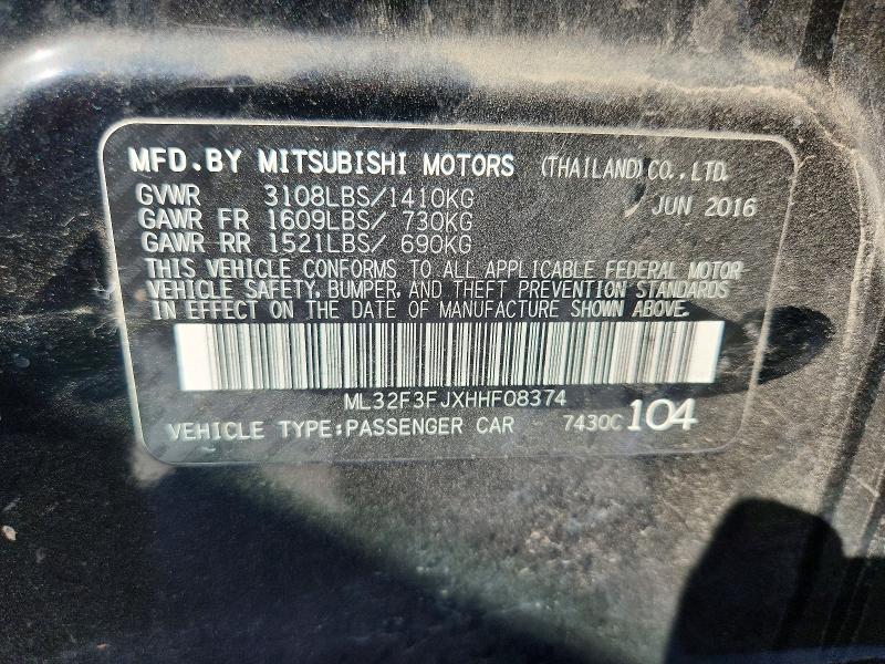 Auction sale of the 2017 Mitsubishi Mirage, vin: ML32F3FJXHHF08374, lot number: 79376835
