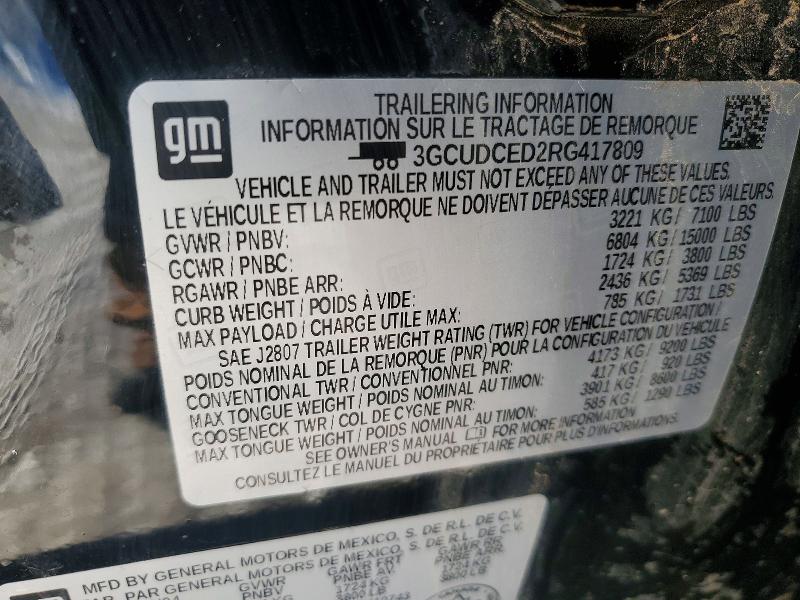 2024 Chevrolet Silverado მანქანა იყიდება აუქციონზე, vin: 3GCUDCED2RG417809, აუქციონის ნომერი: 78808315