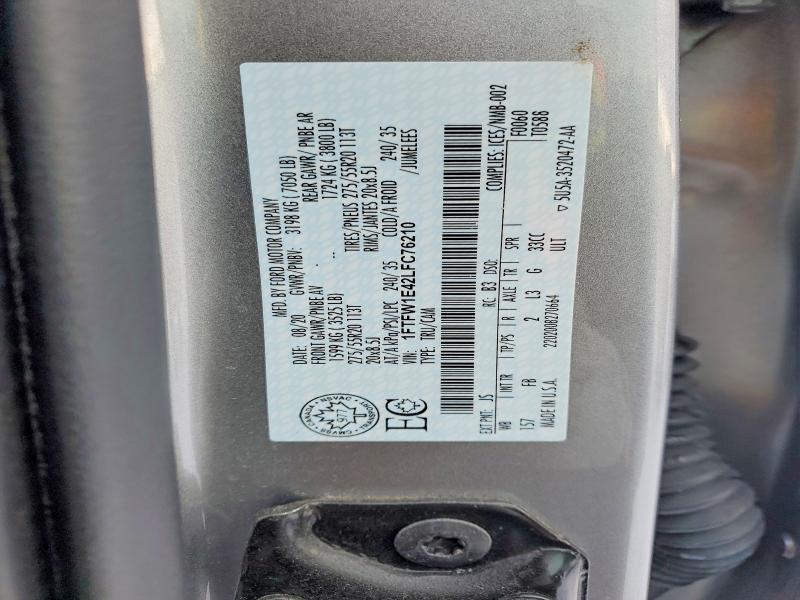 Продаж на аукціоні авто 2020 Ford F150, vin: 1FTFW1E42LFC76210, номер лоту: 99760665