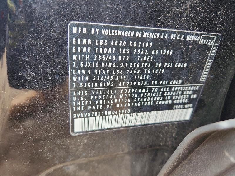 Продажа на аукционе авто 2024 Volkswagen Taos, vin: 3VVVX7B21RM049910, номер лота: 76570255