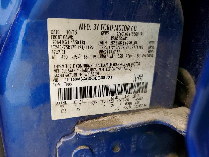 2016 Ford F350 მანქანა იყიდება აუქციონზე, vin: 1FT8W3A60GEB08301, აუქციონის ნომერი: 75931765