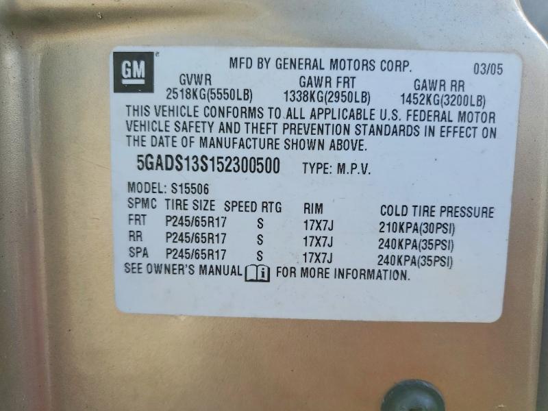 Auction sale of the 2005 Buick Rainier, vin: 5GADS13S152300500, lot number: 77724485