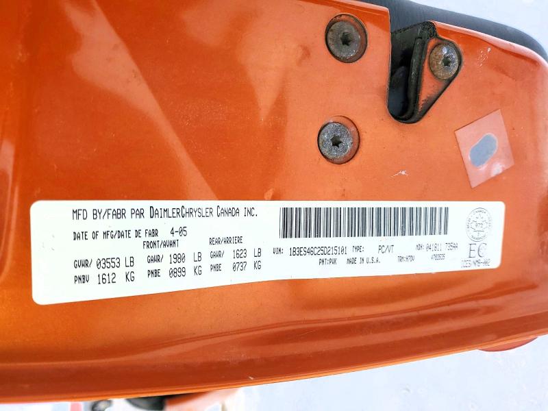 2005 Dodge Neon მანქანა იყიდება აუქციონზე, vin: 1B3ES46C25D215101, აუქციონის ნომერი: 78503825