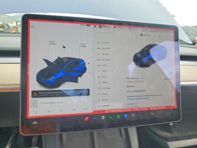 Aukcja sprzedaży 2021 Tesla Model Y, vin: 5YJYGDEF9MF215712, numer aukcji: 78102535