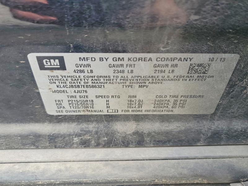 77801175 :رقم المزاد ، KL4CJBSB7EB586321 vin ، 2014 Buick Encore مزاد بيع