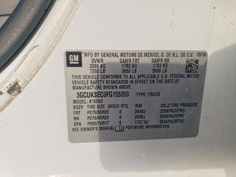 2015 Chevrolet Silverado მანქანა იყიდება აუქციონზე, vin: 3GCUKSEC0FG155050, აუქციონის ნომერი: 76849985
