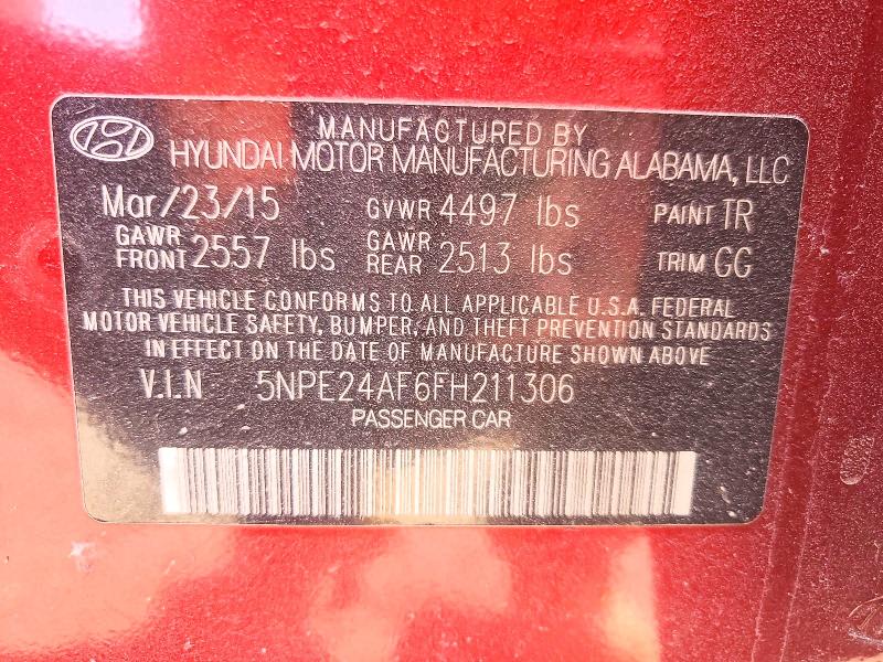Продаж на аукціоні авто 2015 Hyundai Sonata, vin: 5NPE24AF6FH211306, номер лоту: 78709405