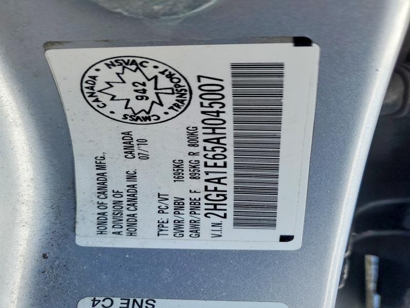 Продажа на аукционе авто 2010 Honda Civic, vin: 2HGFA1E65AH045007, номер лота: 77140805