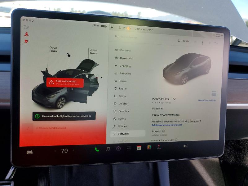 2021 Tesla Model Y მანქანა იყიდება აუქციონზე, vin: 5YJYGAED2MF135925, აუქციონის ნომერი: 78679705
