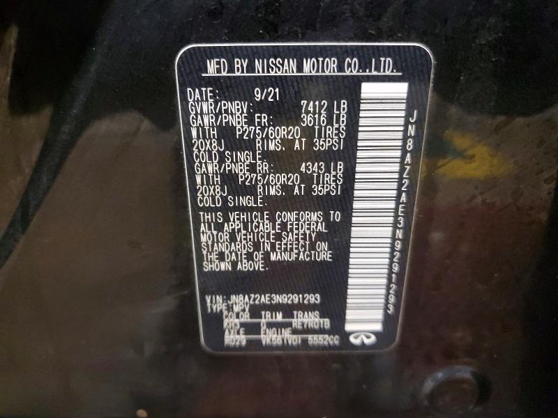 Продаж на аукціоні авто 2022 Infiniti Qx80, vin: JN8AZ2AE3N9291293, номер лоту: 78110725