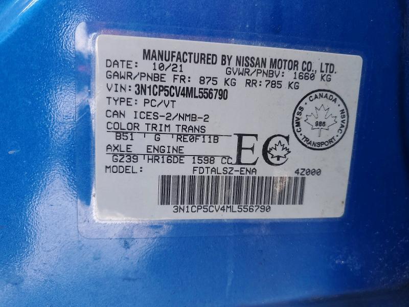 79008465 :رقم المزاد ، 3N1CP5CV4ML556790 vin ، 2021 Nissan Kicks مزاد بيع