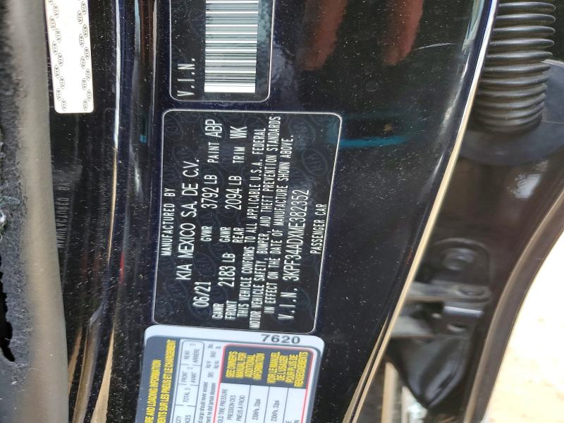 77864255 :رقم المزاد ، 3KPF34ADXME382352 vin ، 2021 Kia Forte مزاد بيع