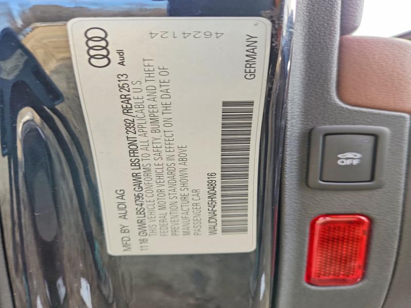 Aukcja sprzedaży 2017 Audi A4, vin: WAUDNAF45HN048916, numer aukcji: 77848275