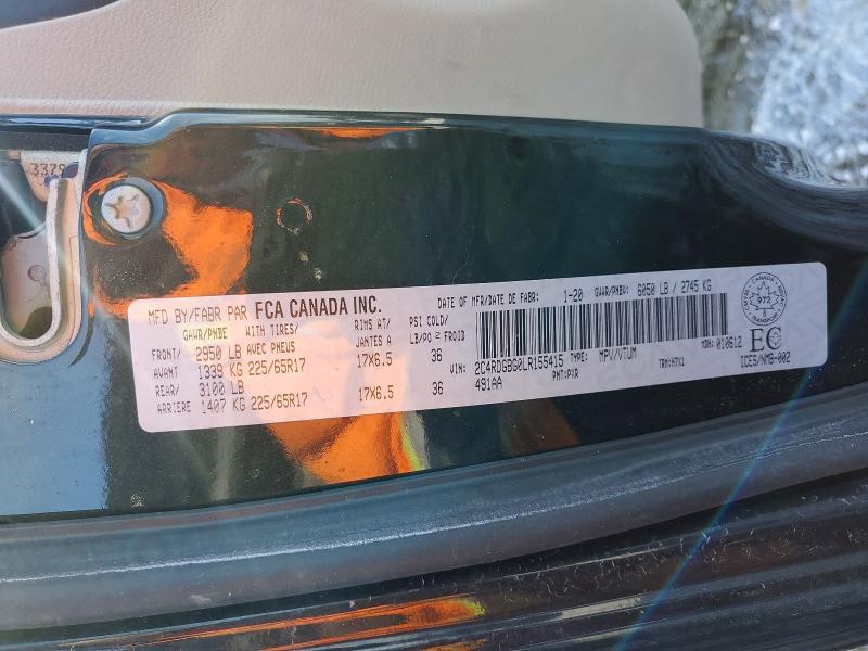 78613495 :رقم المزاد ، 2C4RDGBG0LR155415 vin ، 2020 Dodge Grand Caravan مزاد بيع