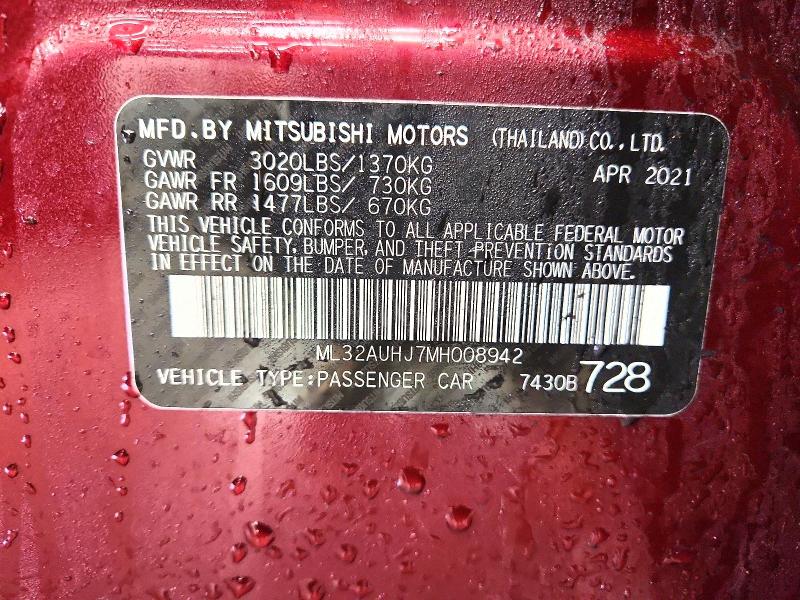 Продаж на аукціоні авто 2021 Mitsubishi Mirage, vin: ML32AUHJ7MH008942, номер лоту: 78321055