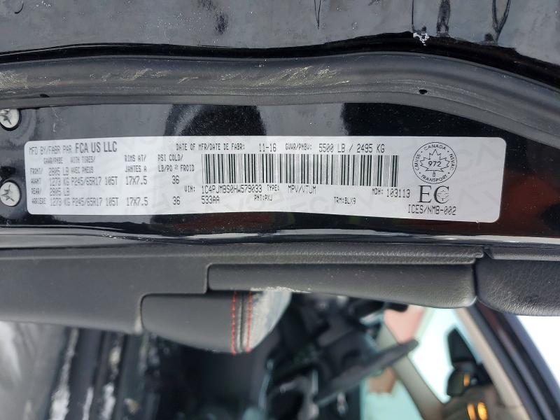 Продаж на аукціоні авто 2017 Jeep Cherokee, vin: 1C4PJMBS0HW579033, номер лоту: 75298195