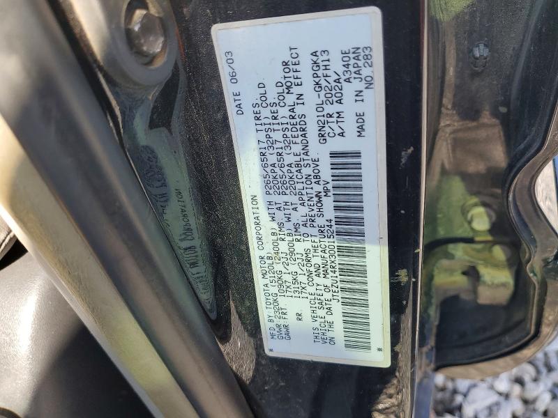 2003 Toyota 4runner მანქანა იყიდება აუქციონზე, vin: JTEZU14RX30015244, აუქციონის ნომერი: 79091635