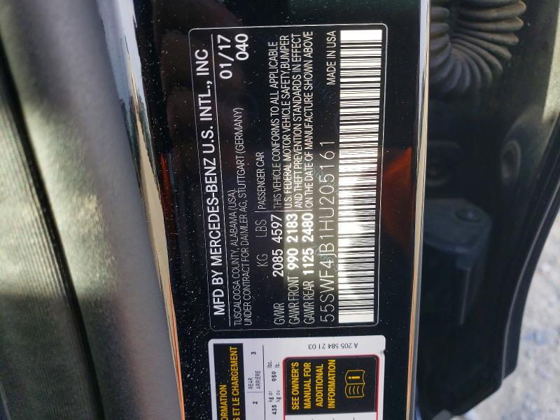 Aukcja sprzedaży 2017 Mercedes-benz C, vin: 55SWF4JB1HU205161, numer aukcji: 76669125