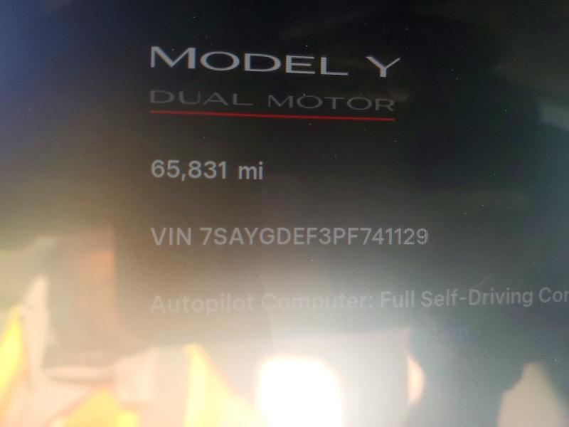 75827955 :رقم المزاد ، 7SAYGDEF3PF741129 vin ، 2023 Tesla Model Y مزاد بيع