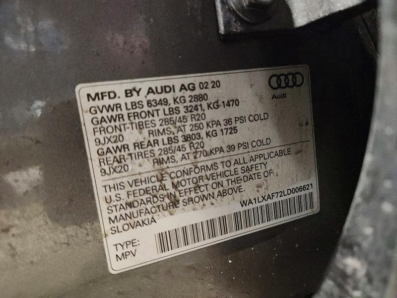 Продажа на аукционе авто 2020 Audi Q7, vin: WA1LXAF72LD006621, номер лота: 78210975