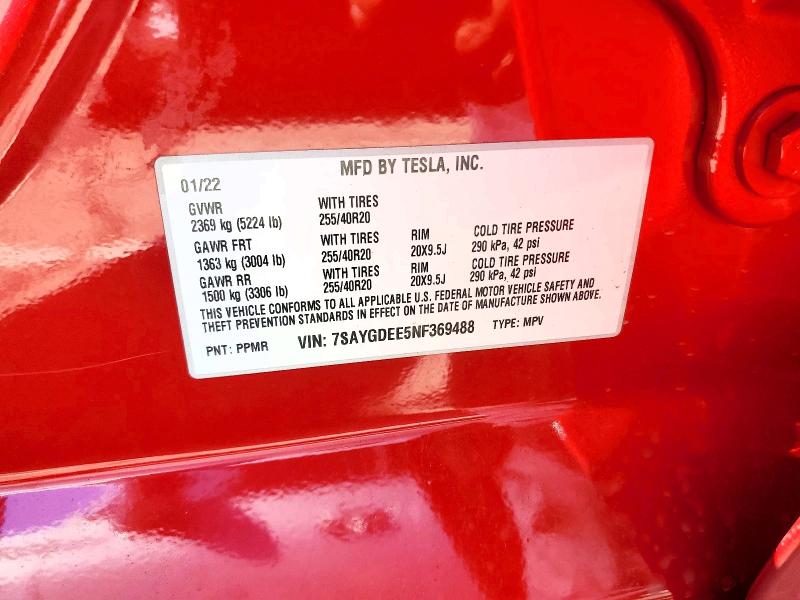 Продаж на аукціоні авто 2022 Tesla Model Y, vin: 7SAYGDEE5NF369488, номер лоту: 77749375