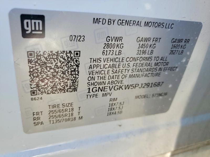 78313015 :رقم المزاد ، 1GNEVGKW5PJ291687 vin ، 2023 Chevrolet Traverse مزاد بيع