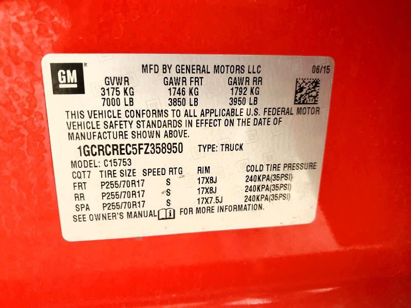 Продажа на аукционе авто 2015 Chevrolet Silverado, vin: 1GCRCREC5FZ358950, номер лота: 78886175