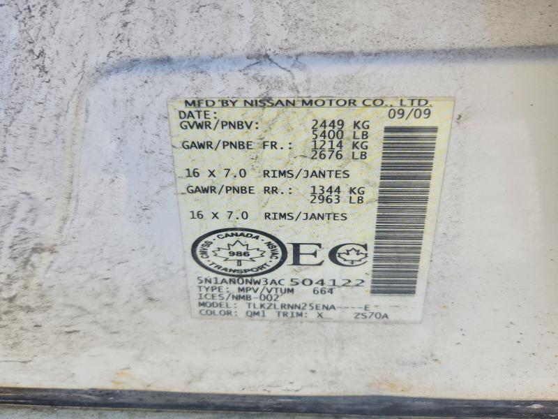 76751355 :رقم المزاد ، 5N1AN0NW3AC504122 vin ، 2010 Nissan Xterra مزاد بيع