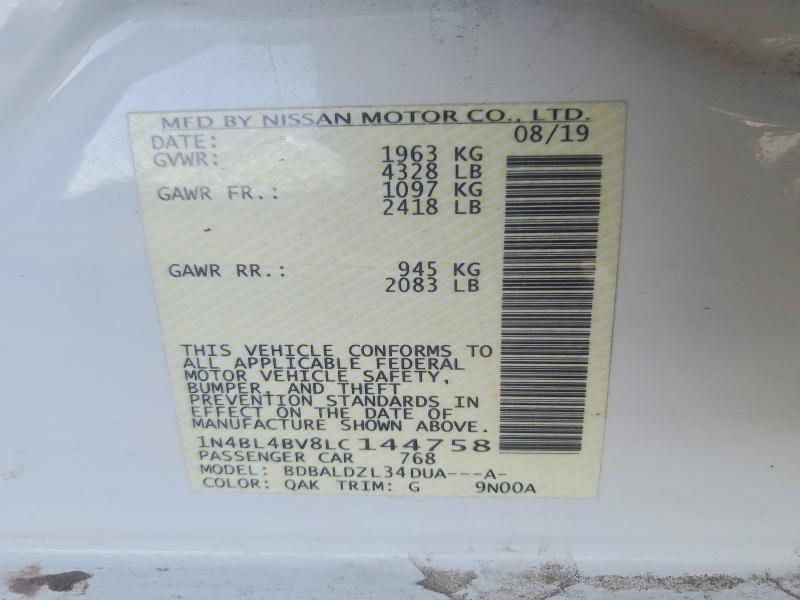Aukcja sprzedaży 2020 Nissan Altima, vin: 1N4BL4BV8LC144758, numer aukcji: 74094505