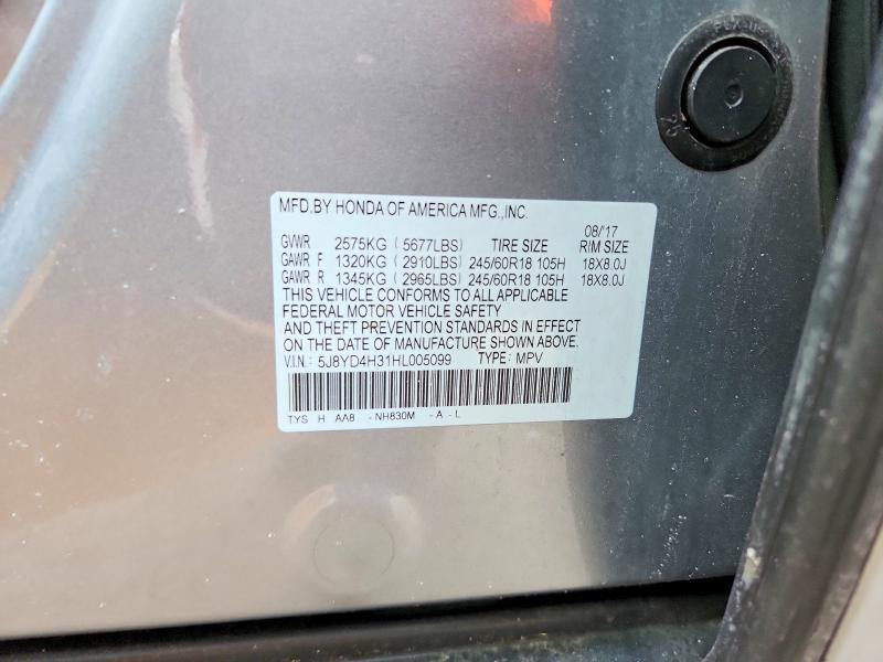 Продаж на аукціоні авто 2017 Acura Mdx, vin: 5J8YD4H31HL005099, номер лоту: 75570835