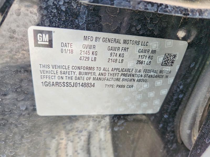78964155 :رقم المزاد ، 1G6AR5SS5J0148834 vin ، 2018 Cadillac Cts مزاد بيع