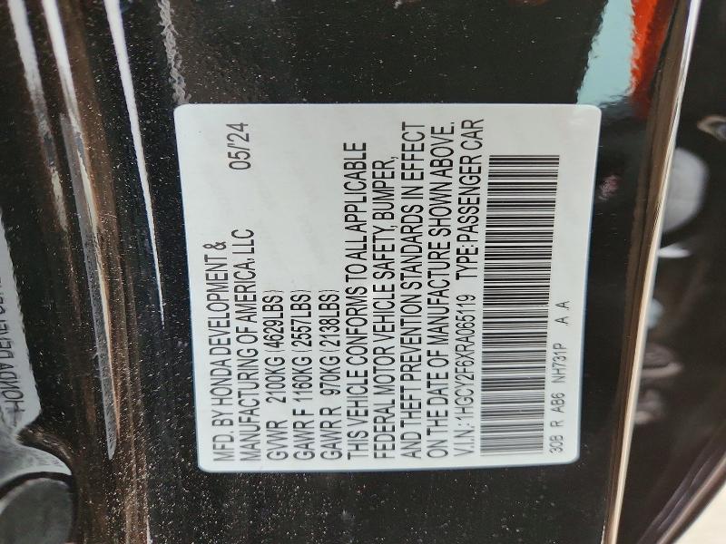 Aukcja sprzedaży 2024 Honda Accord, vin: 1HGCY2F6XRA065119, numer aukcji: 73827795