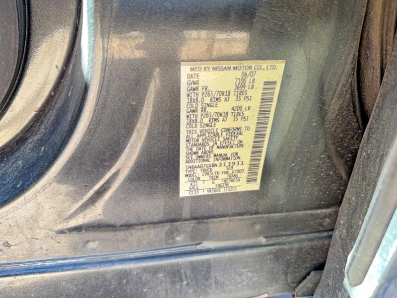 76237715 :رقم المزاد ، 1N6AA07GX8N313931 vin ، 2008 Nissan Titan Xe مزاد بيع