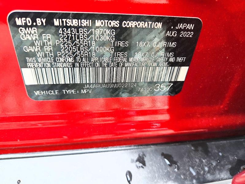 Продаж на аукціоні авто 2022 Mitsubishi Outlander Sport, vin: JA4ARUAU9NU022124, номер лоту: 77786575