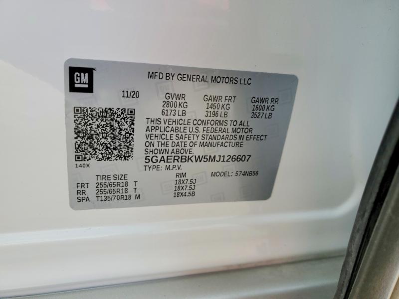 Aukcja sprzedaży 2021 Buick Enclave, vin: 5GAERBKW5MJ126607, numer aukcji: 76587705