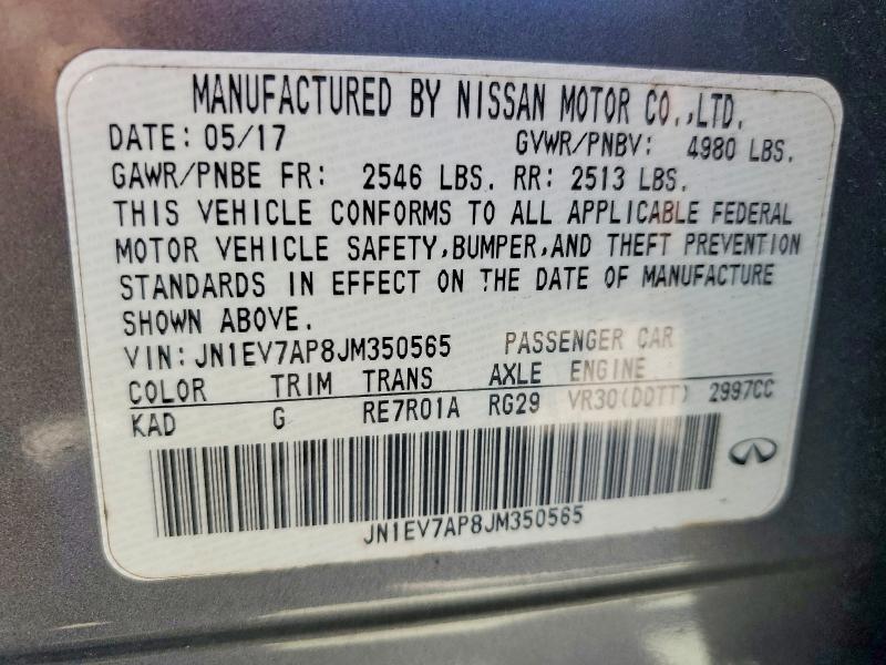 Aukcja sprzedaży 2018 Infiniti Q50, vin: JN1EV7AP8JM350565, numer aukcji: 78609995